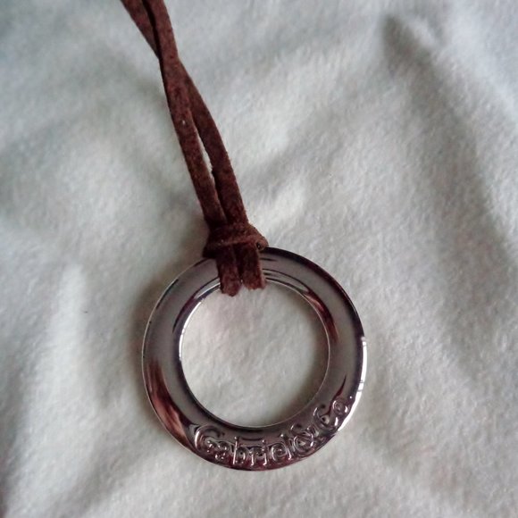 Gabriel & Co. Hammered Silver Tone Pendant with Suede Strap - Picture 5 of 6